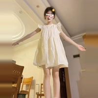 Белая летняя небольшая дизайнерская юбка, платье, французский стиль, яркий броский стиль, изысканный стиль, подходит для подростков, для формы тела «груша», по фигуре, тренд сезона