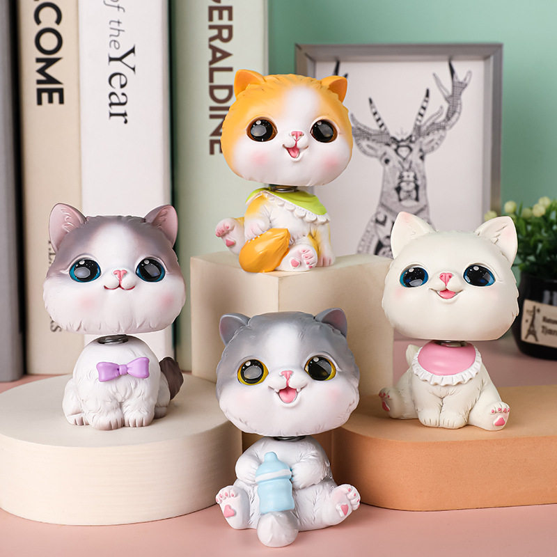 可爱萌宠猫咪摆件树脂摇头喵桌面装饰汽车内饰蛋糕装扮学生礼物,家居饰品,桌面摆件,淘宝优惠券,粉丝福利购,淘宝优惠卷