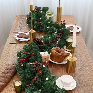 2.7米圣诞藤条加密带松果圣诞节商场装饰品扶手栏杆圣诞装饰藤条