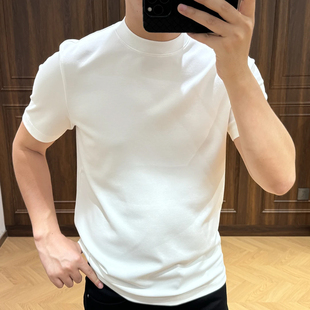 短袖 简约精品纯色净版 T恤百搭半高领休闲上衣ins潮 新款 2025年秋季