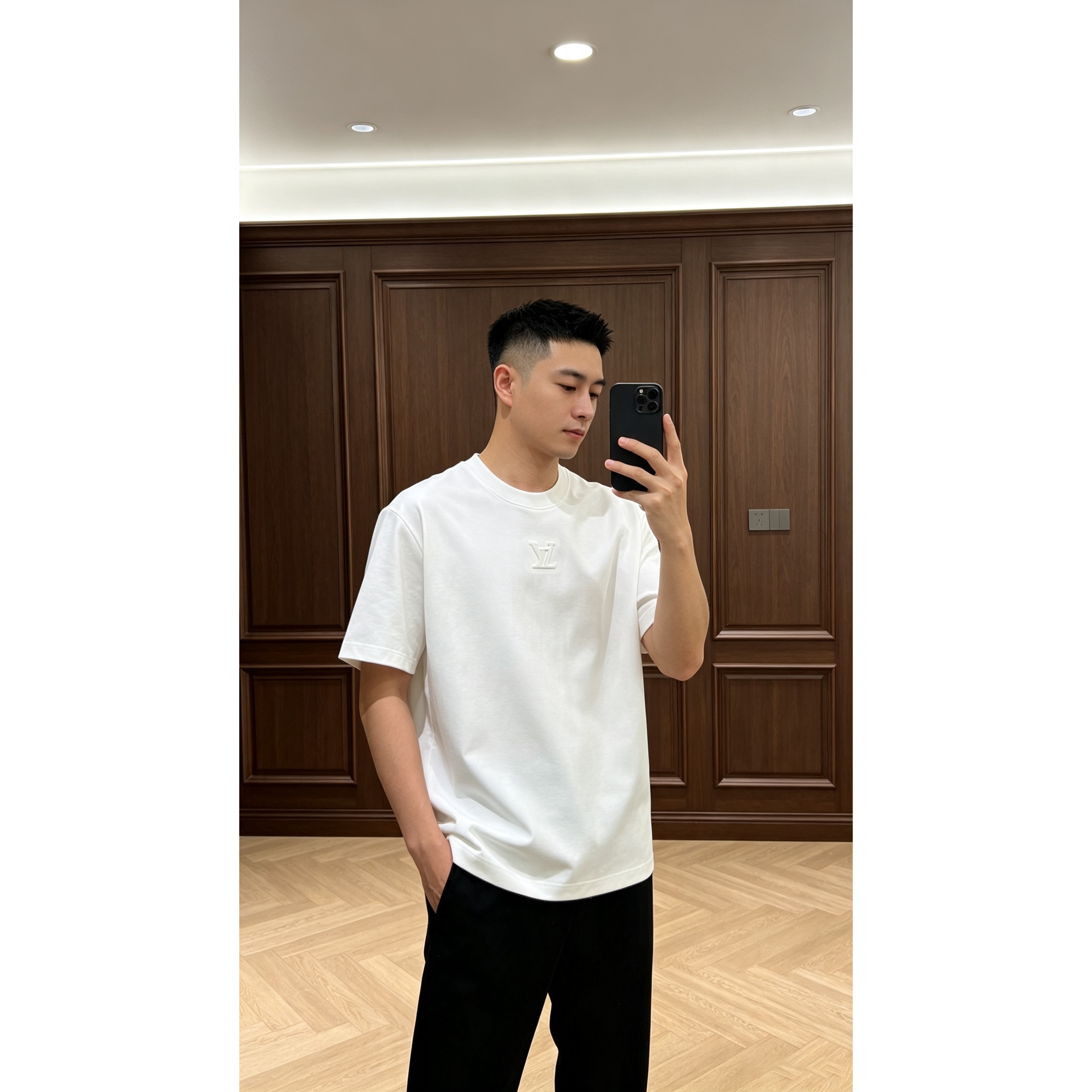 白色男士短袖t恤高级感重磅圆领休闲欧货舒适百搭男款上衣体恤潮