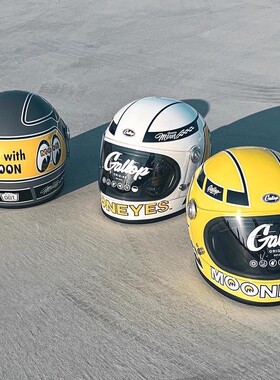 台湾gallop Mooneyes联名复古大眼睛头盔 男女机车乐高安全帽全盔