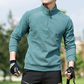 户外运动格子摇粒绒抓绒衣男长袖 T恤男上衣透气磨毛绒加厚保暖秋