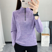 户外运动弹力抓绒衣女上衣长袖 T恤女加厚保暖衣磨毛绒防静电冬季