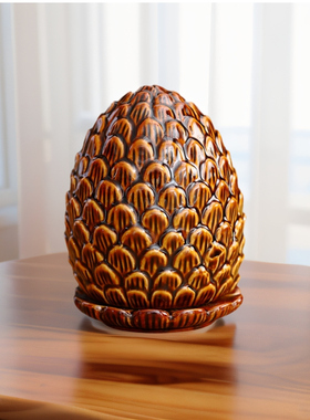 五洋陶瓷松果摆件家居装饰品