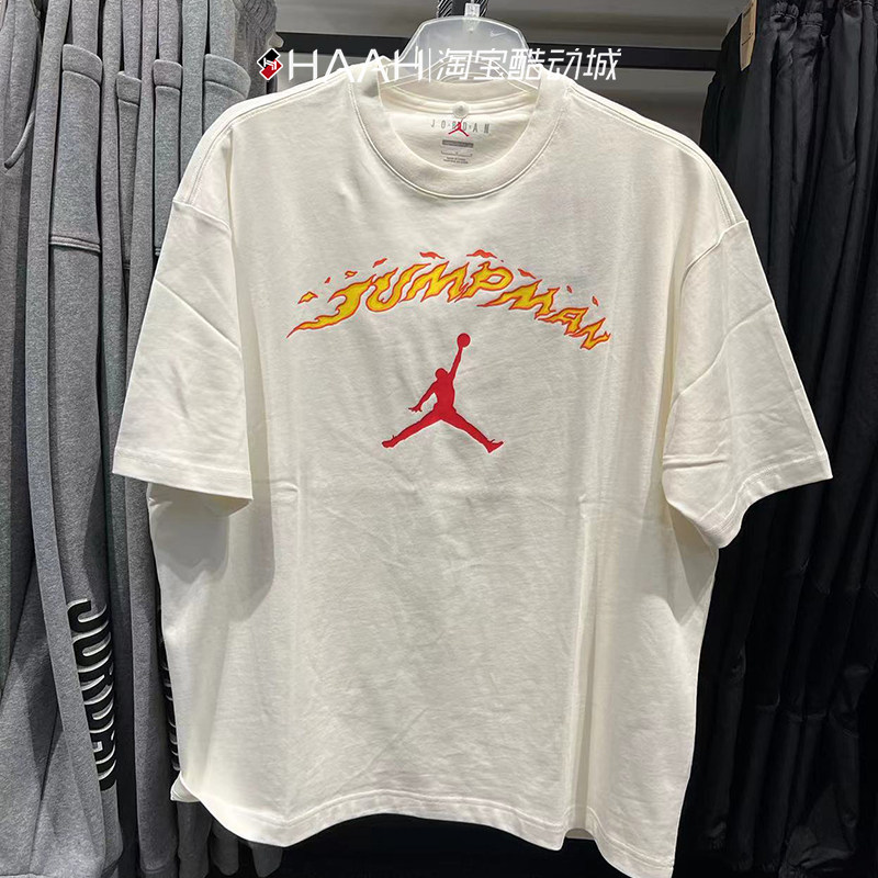 男子JORDAN夏季新款短袖印花圆领休闲运动滑板T恤FJ7685-010