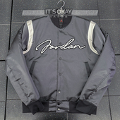 Jordan男子保暖立领刺绣LOGO缎面飞行夹克运动外套HF9298