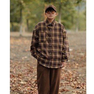 日系复古冬季美式格子男女款加绒加厚ins保暖高级感衬衫上衣外套