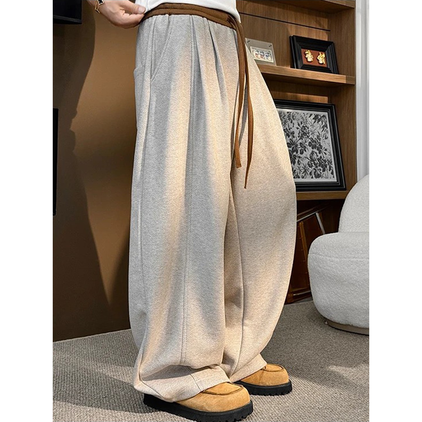 老钱风弯刀卫裤男款秋季美式复古cleanfit垂感镰刀裤子宽松阔腿裤