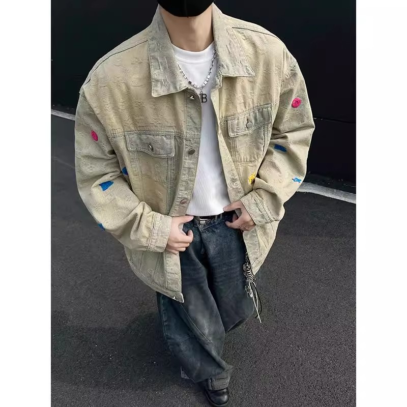 复古牛仔外套夹克学生宽松上衣男