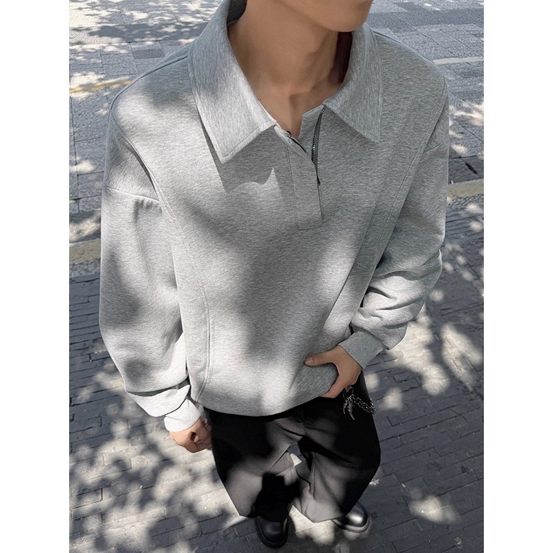 重磅大码半拉链卫衣男女款春秋季cleanfit男装痞帅休闲翻领上衣服