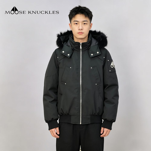加拿大MOOSE KNUCKLES 小剪刀连帽飞行员夹克版羽绒服男 保暖外套