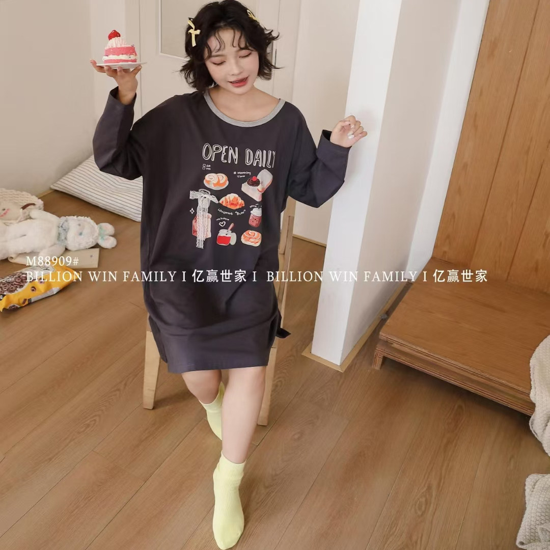 清仓亿赢世家家居服2025年秋季新款长袖纯棉睡裙卡通少女韩版