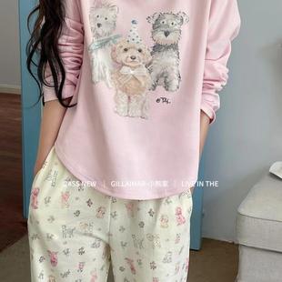 睡衣套装 Gill 甜美可爱小狗印花长袖 Aimar秋季 小清新家居服女 新款