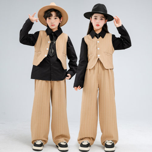 儿童街舞爵士锁舞马甲套装表演服