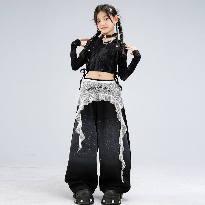 爵士舞女童服装露脐黑色闪钻舞蹈服套装jazz走秀街舞潮服表演服女,童装/婴儿装/亲子装,儿童演出服,淘宝优惠券,粉丝福利购,淘宝优惠卷