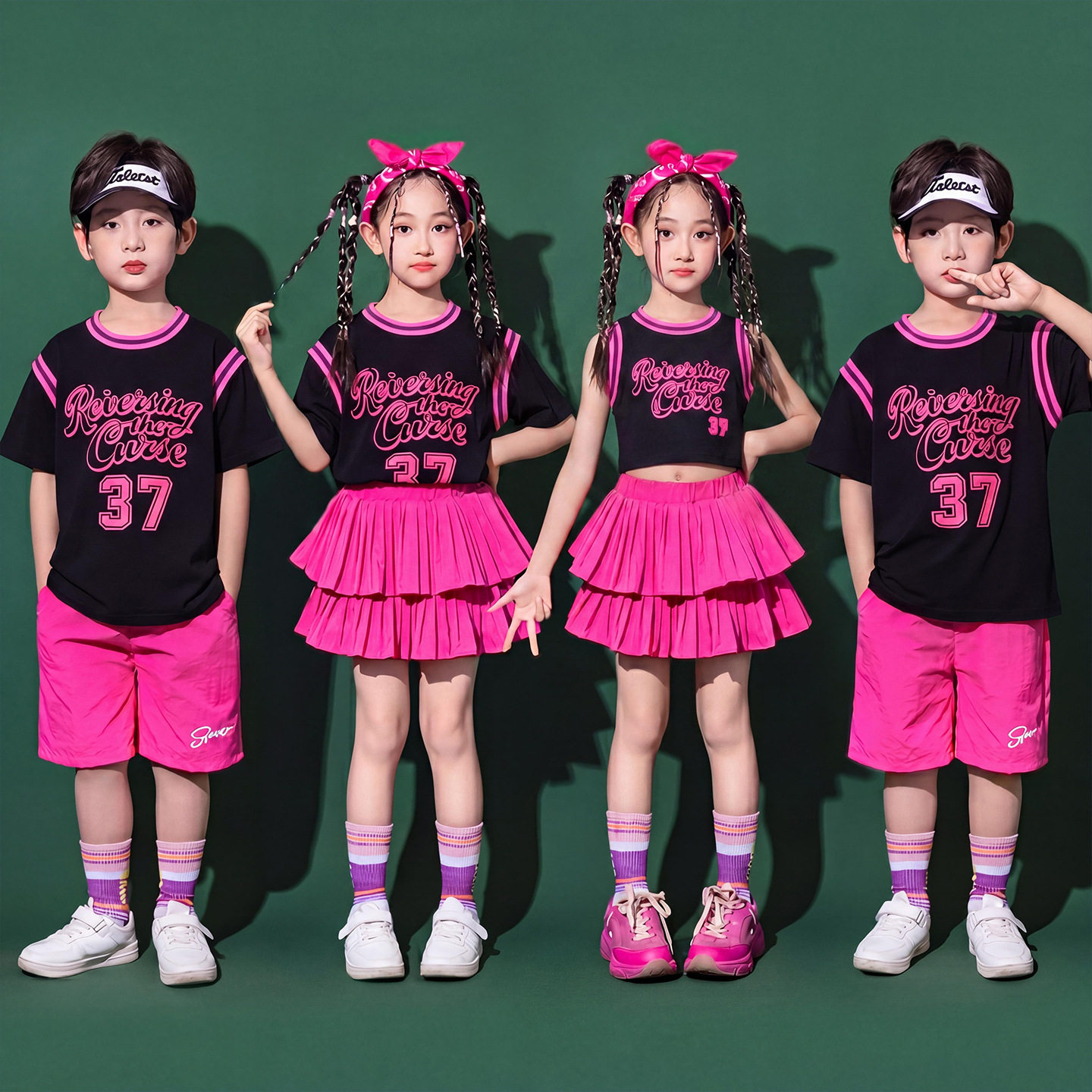 六一儿童演出服小学生运动会服装啦啦队表演黑色幼儿园舞蹈啦啦操