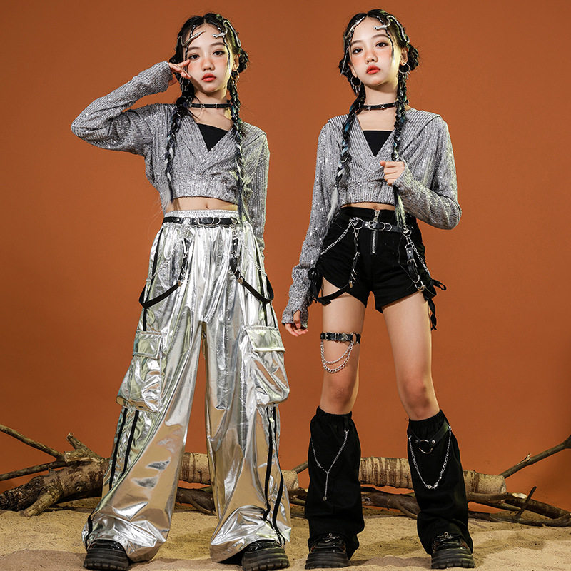少儿爵士舞服装露脐女童黑银亮片走秀jazz舞蹈服儿童街舞演出服女,童装/婴儿装/亲子装,儿童演出服,淘宝优惠券,粉丝福利购,淘宝优惠卷