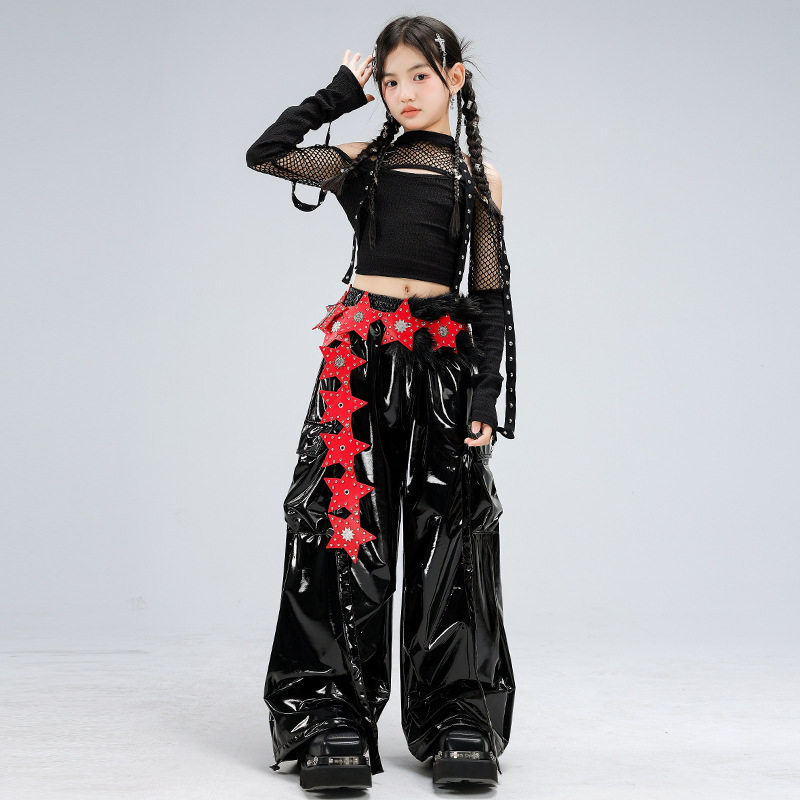 爵士舞服装女儿童露脐露肩网孔皮裤舞蹈服套装jazz女童街舞表演服,童装/婴儿装/亲子装,儿童演出服,淘宝优惠券,粉丝福利购,淘宝优惠卷