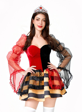 万圣节服装成人格林童话红心皇后白雪公主女装舞台表演服连衣裙