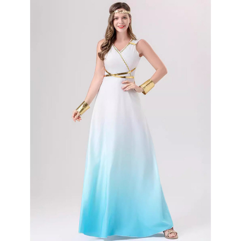 万圣节服装蓝白渐变色希腊女神连衣裙cosplay舞会派对聚会演出服,女装/女士精品,民族服装/舞台装,淘宝优惠券,粉丝福利购,淘宝优惠卷