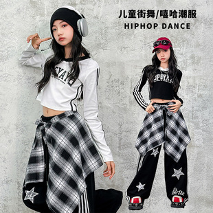 女童潮酷套装儿童炸街个性表演服爵士jazz走秀服春秋工装裤练功服