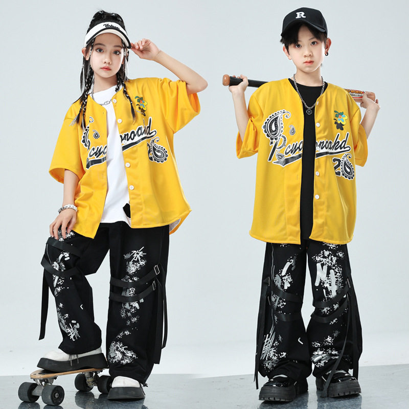 街舞少儿潮服酷帅表演服少儿炸街服装hiphop套装架子鼓演出服男孩