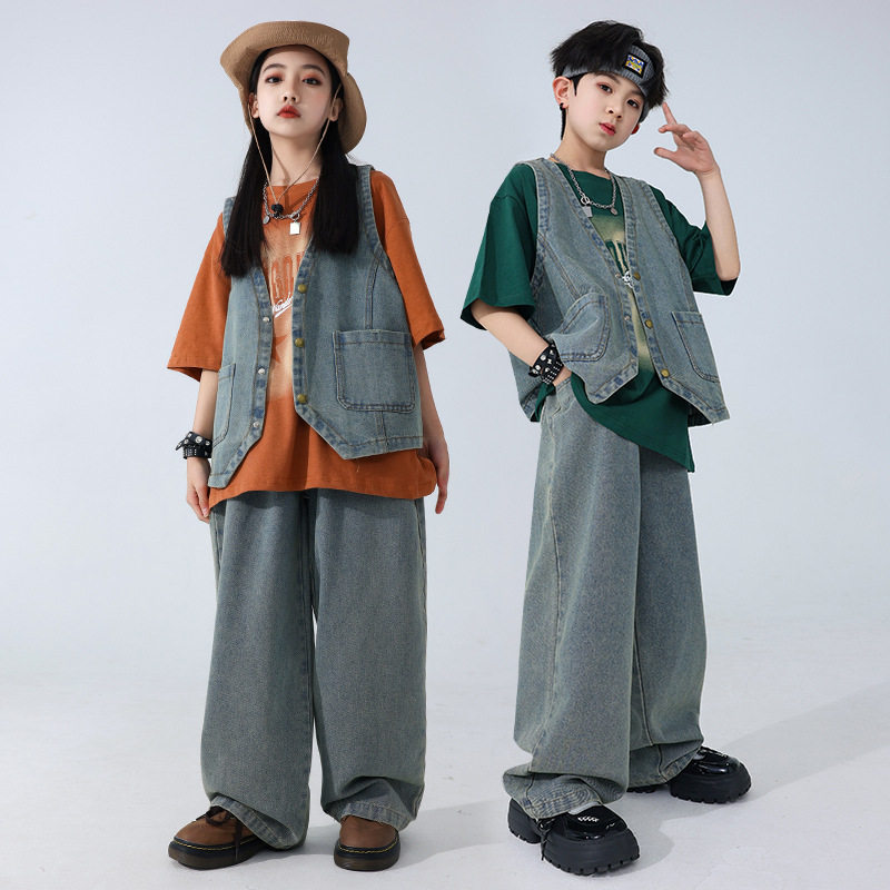 儿童街舞套装hiphop潮服男童嘻哈牛仔马甲演出服炸街爵士走秀春夏,童装/婴儿装/亲子装,儿童演出服,淘宝优惠券,粉丝福利购,淘宝优惠卷