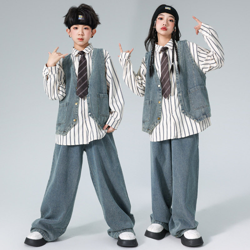 街舞儿童潮服牛仔马甲套装男女童帅酷hiphop衬衫少儿爵士舞演出服,童装/婴儿装/亲子装,衬衫,淘宝优惠券,粉丝福利购,淘宝优惠卷