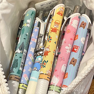 新品日本Pentel派通姆明亚美限定BLN75黑色速干中性笔可爱刷题笔