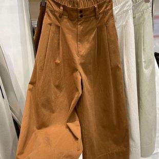 时髦韩系高腰简约风高级阔腿裤女款2026春夏季直筒气质休闲九分裤
