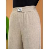 女秋冬加绒慵懒松弛感裤 子2025新款 显瘦秋季 燕麦色阔腿裤 直筒裤 子