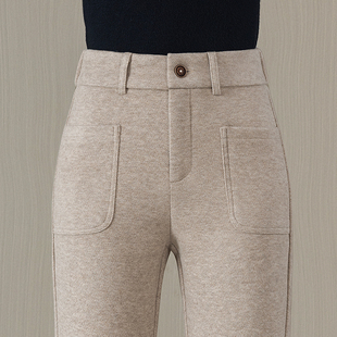 羊毛呢微喇裤女士2025秋冬季新款高腰加绒加厚毛呢小个子喇叭裤子