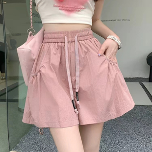 女遮肉透气休闲宽松a字阔腿热裤 清仓捡漏夏胖妹妹速干运动短裤 子