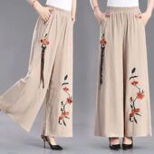 女 绣花刺绣妈妈民族风中老年高档阔腿裤 清仓捡漏 2026春夏阔腿裤