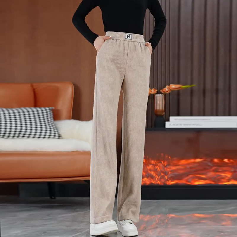燕麦色窄版阔腿裤女2025春秋新款高腰显瘦雪尼尔宽松休闲直筒裤子,女装/女士精品,大码裤装,淘宝优惠券,粉丝福利购,淘宝优惠卷
