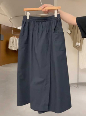 大码垂感工装阔腿裙裤女夏季2026年新款别致休闲显瘦黑色半身裙潮