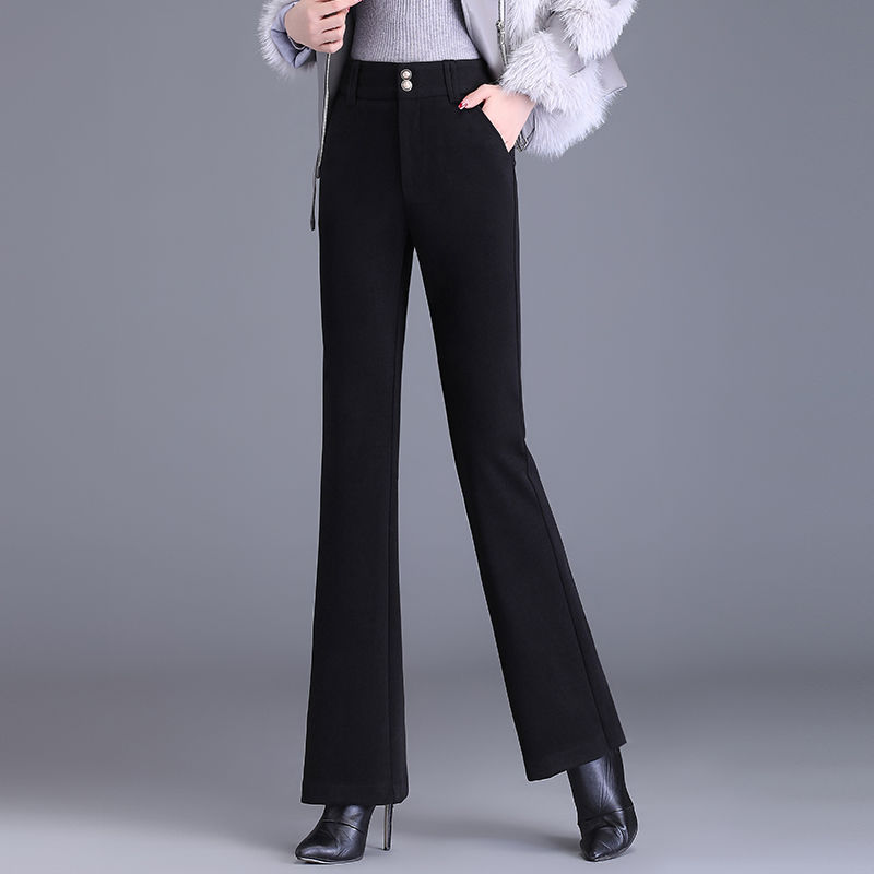 高档毛呢微喇裤女秋冬新款