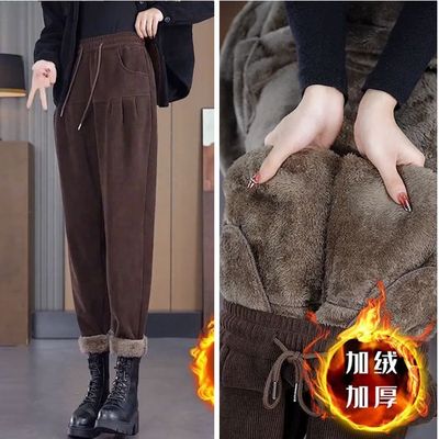 加绒雪尼尔休闲裤子女款