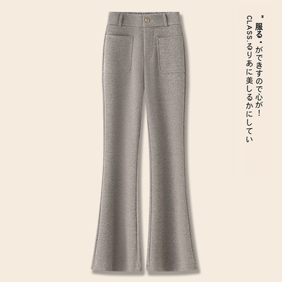 高腰加绒加厚休闲阔腿喇叭长裤子