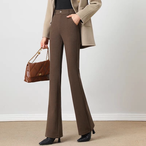 毛呢微喇裤高腰女士2026秋冬加厚新款显瘦垂感休闲喇叭裤子西装裤