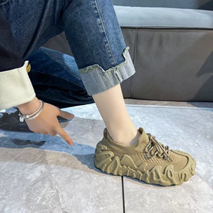 女款 2025新款 飞织透气厚底增高椰子鞋 防滑八爪鱼老爹运动鞋 K53