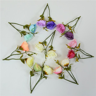 开心玫花串仿真花婚礼场景布置路引拱门插花少数民族头饰簪花制作