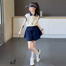 女童夏装短裤套装2025新款炸街儿童夏季休闲polo衫短袖T恤两件套