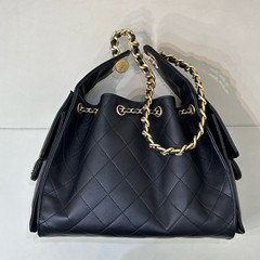 新款小香风25bag mini嬉皮hobo腋下包小号菱格单肩链条抽绳水桶包