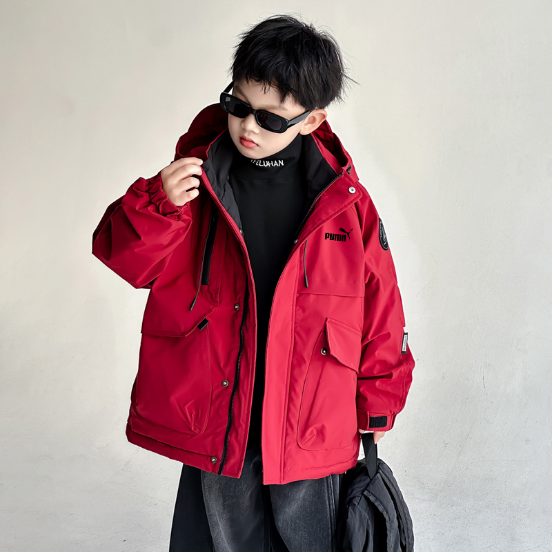 奥莱专柜男童夹棉冲锋衣外套连帽