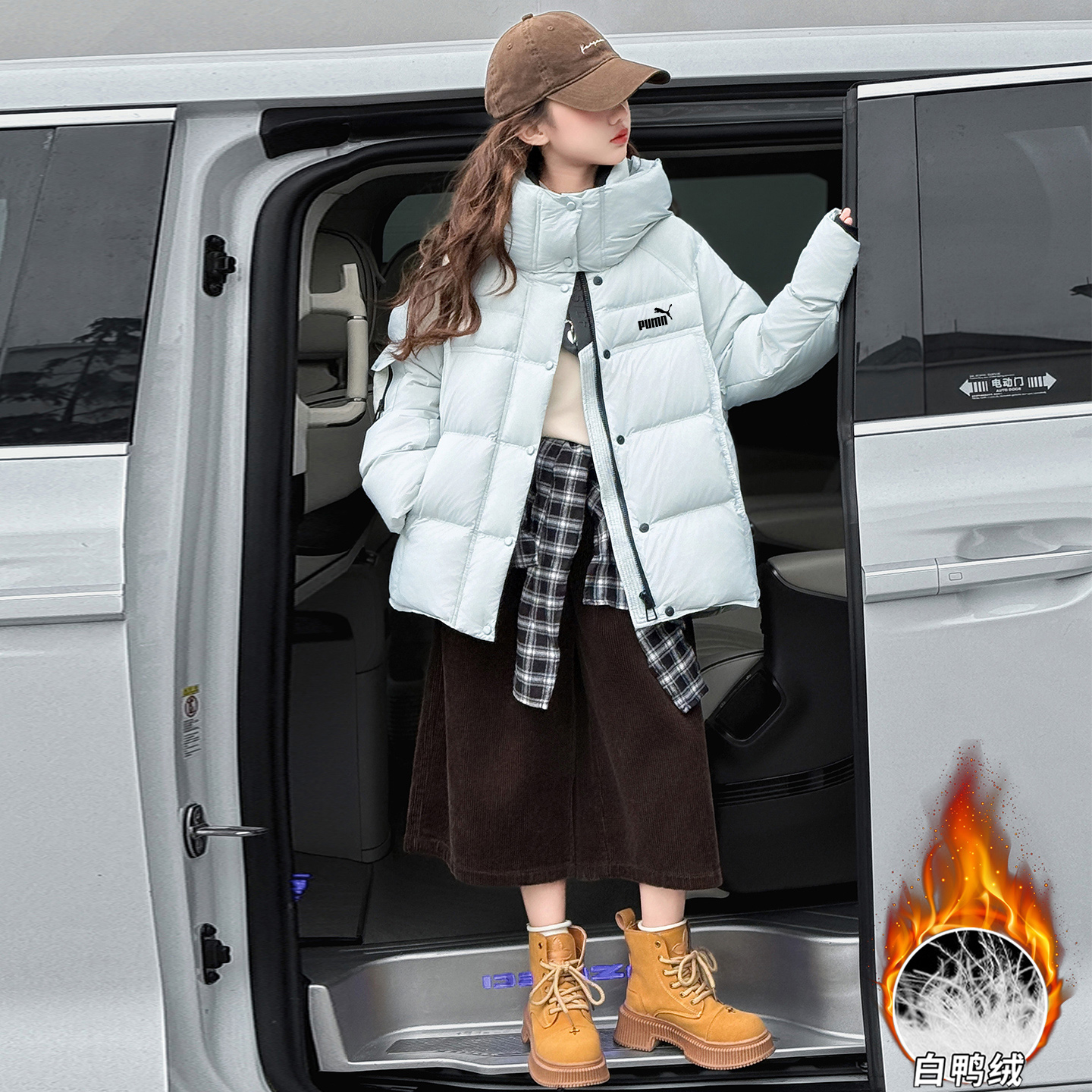 奥莱专柜女童羽绒服冬季鸭绒外套