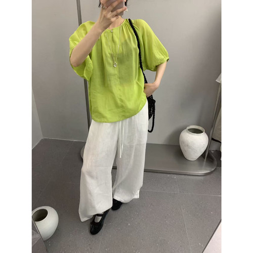 ACC.JD焦点-26夏上新韩系百搭麻料系带休闲裤YS1-965