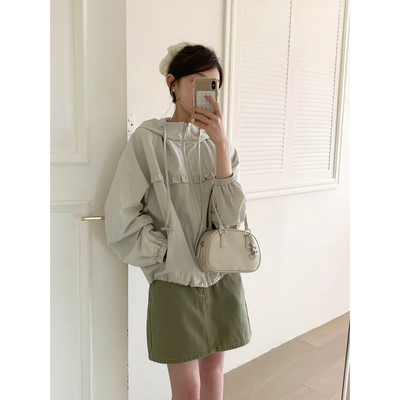 OMELET蛋卷-年春夏韩系休闲百搭连帽拼花边减龄防晒短外套HW26055