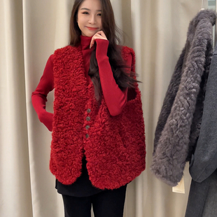 MISS ZI韩系店主新年自留高级简约复古百搭加厚中长毛毛马甲6670